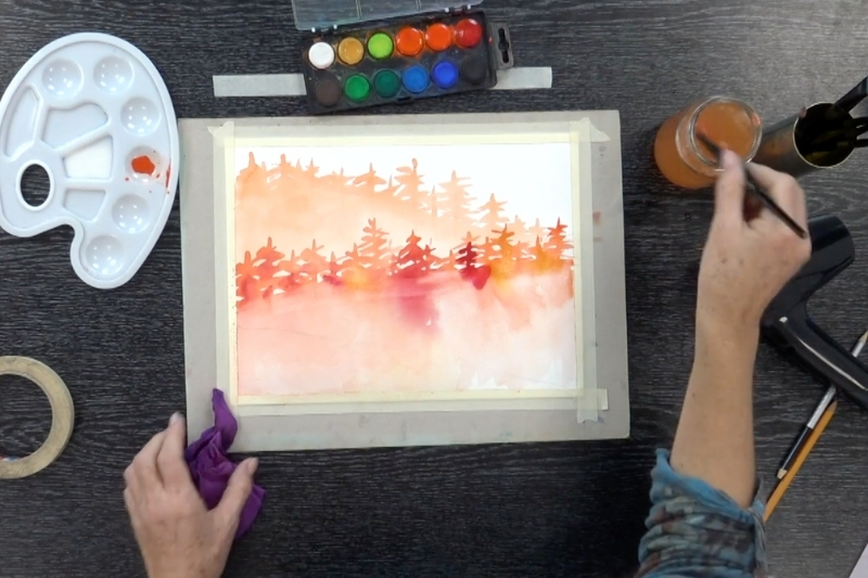 Kurz akvarelu pro začátečníky - les barevnou perspektivou
