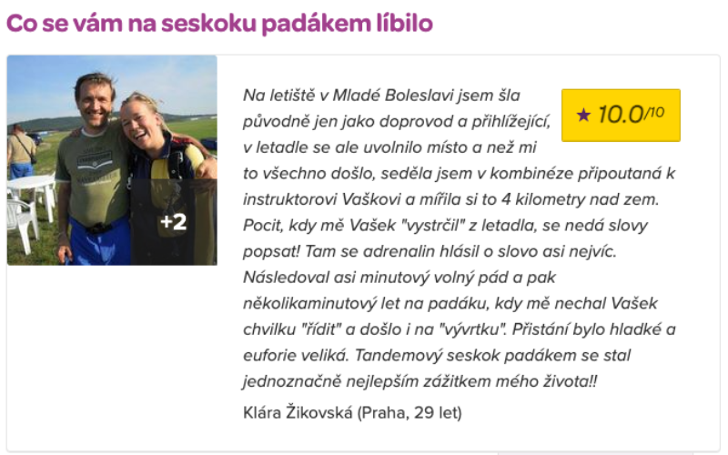 Tandemový seskok Mladá Boleslav